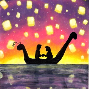 Tangled - Flynn Rider and Rapunzel - At Last I see The Light A4 print