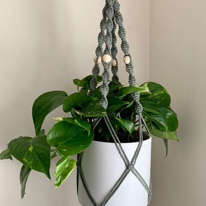 MACRAME PLANT HANGER Sage Green Grey - Plant Holder - Indoor Hanging Plant - Macrame Home Decor -  Boho Style Decor - Plant Lovers Gift
