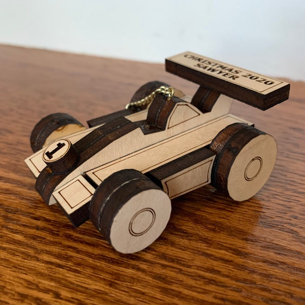 Personalized Toy Race Car Wood Ornament