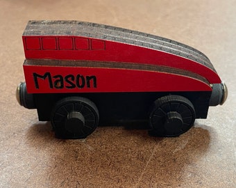 Wood Toy Bullet Train #2 - Personalized - Custom - Magnetic - Child's Train - Birthday