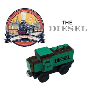 Wood Toy Diesel Train - Personalized - Handmade - Custom - Child&#39;s Train - Birthday - Train Town