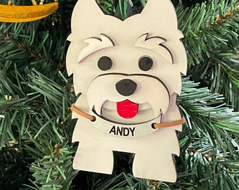 West Highland Terrier Personalized Christmas Ornament - Westie - Custom - Handmade