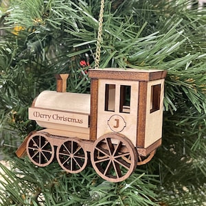 All Wood Personalized Toy Train Christmas Ornament - FREE SHIPPING!