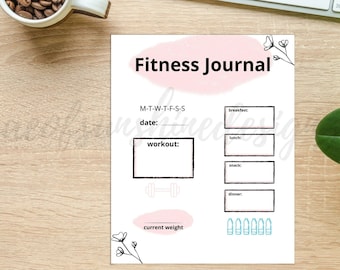 Printable Fitness Journal, Daily Workout Tracker (Digital Download)