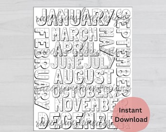 2025 Workout Coloring Calendar, Fitness Tracker (Digital Download)