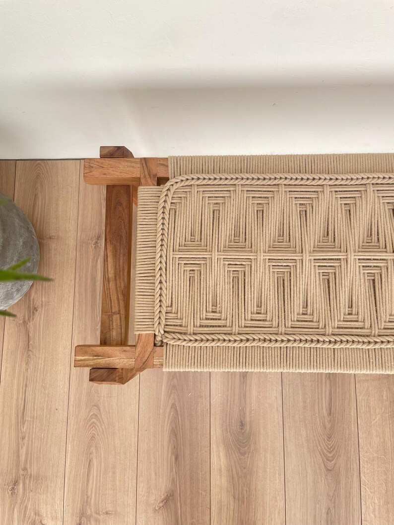 Mid-century Bench • Woven Bench • End of Bed Bench • Mudroom Bench • Entryway Bench • Metal ...