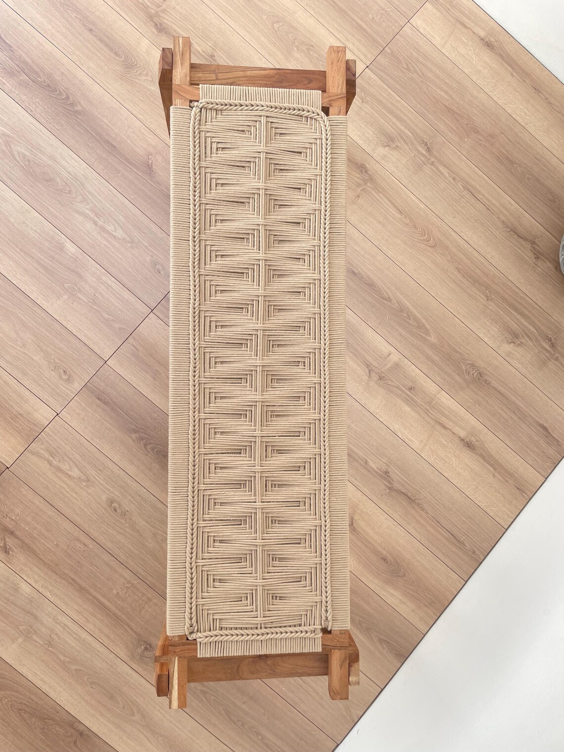 Mid-century Bench Woven Bench End of Bed Bench Mudroom Bench Entryway Bench Metal Bench Hand ...