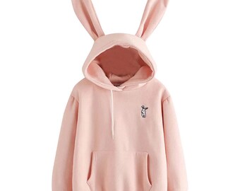 black bunny hoodie with ears