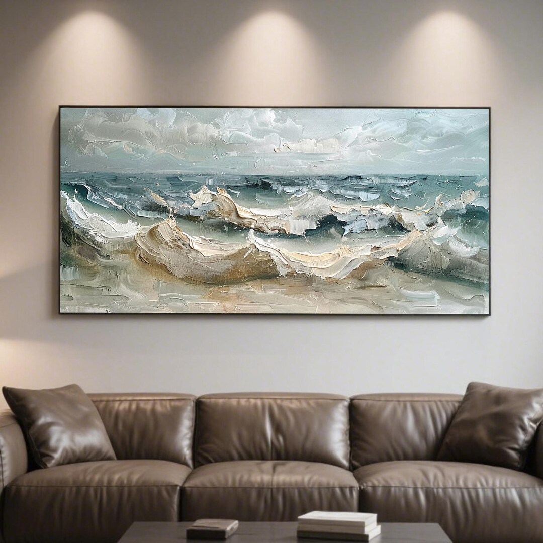 Impasto 3D Textured Wave Oil Painting, Abstract Ocean Seascape Canvas ...
