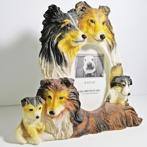 3D Collie Sheltie Photo Frame: 3.5" x 5" Resin Dog Picture Frame Shetland Sheepdog