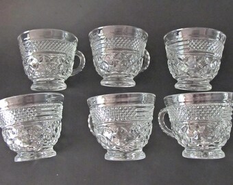 Anchor Hocking Wexford Glass Punch Coffee Tea Cup 3” Set Of 6