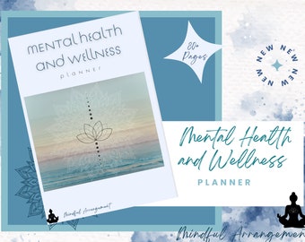 Planificateur de bien-être en santé mentale - Journal Therapy - Suivi de la santé mentale - Journal de bien-être Planificateur de soins personnels Dépression Anxiété Humeur Numérique