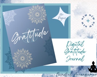 Digital Gratitude Journal - Daily Gratitude Planner - Gratitude Journal Template - Mindfulness Journal - Digital Notebook Printable - Diary