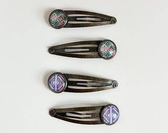 Boho Haarspangen, Snap Clip Haarspangen, Bronze Haarspangen mit Bunten Boho Western Designs, Haarschmuck, Haarspangen für Mädchen Frauen