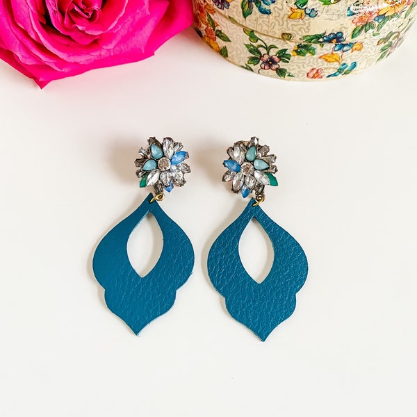 Leather Bridal Earrings Etsy