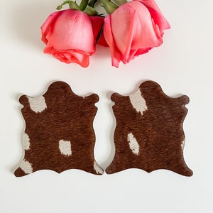 Cowhide Rug Coasters in Axis Deer Print, Mug Rug, Barware Gift for Hunter, Rustic Decor