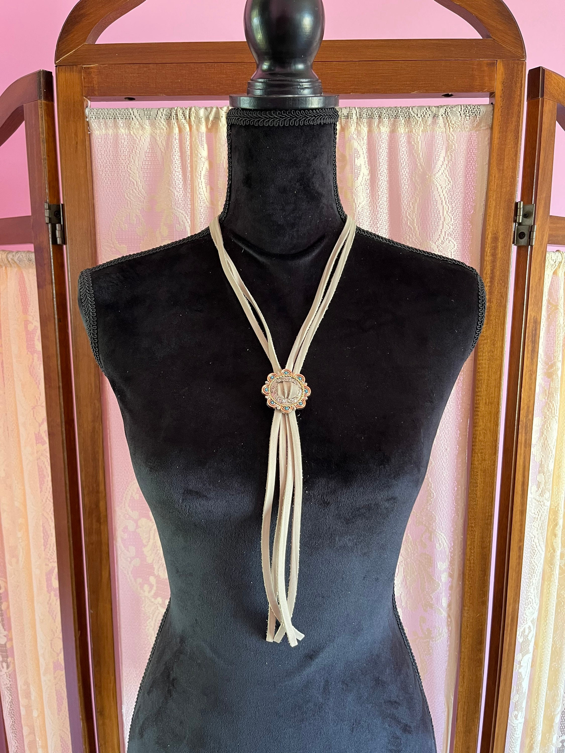 Modern Bolo Concho Necklace, Bolo Tie, Coastal Cowgirl