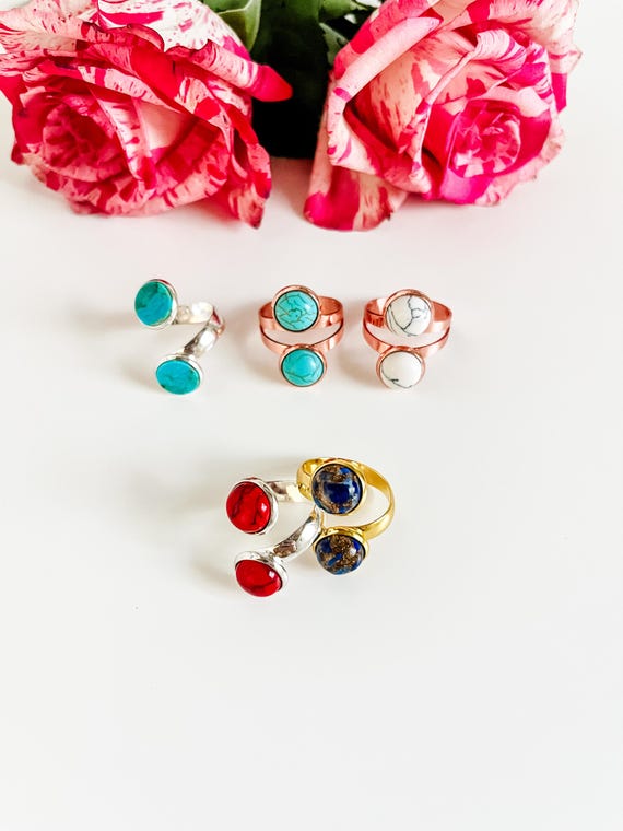Western Wrap Rings, Turquoise Ring, Adjustable Gemstone Ring, Festival Jewelry