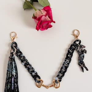 Bag Swag Purse Chain with Metallic Leather Tassel, Horse Bag Charm, Equestrian Bag Accessories