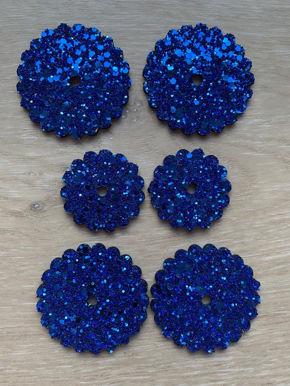 Royal Blue Glitter Leather Rosettes, Saddle Set of 6 Rosettes, Bling Horse Tack, Barrel Racing Tack, Saddle Accessories