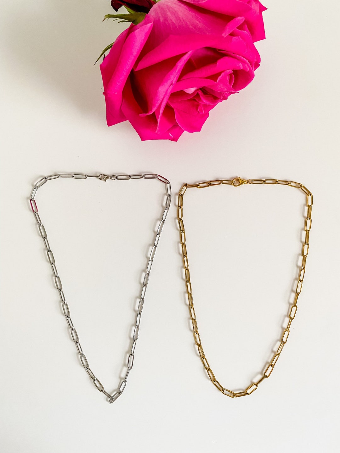 Paper Clip Chain Necklace, Custom Length Chain Necklace, Silver Skinny