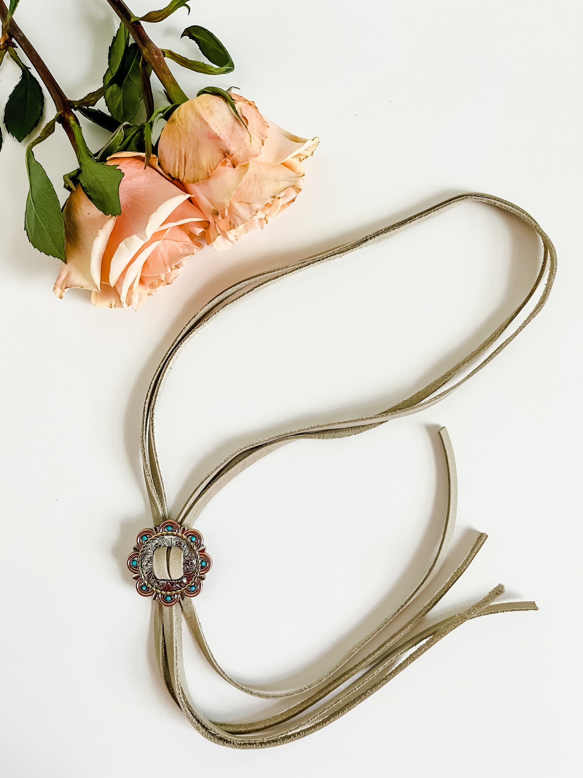 Modern Bolo Concho Necklace, Bolo Tie, Coastal Cowgirl