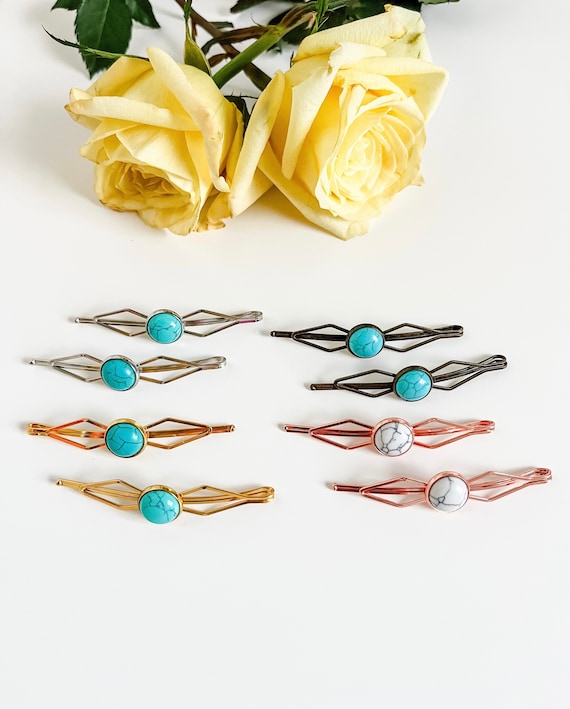 Boho Turquoise Hair Barrettes, Women’s Hair Clip, Hair Jewelry, Wedding Bridal Barrette Clip, Western Hair Pin