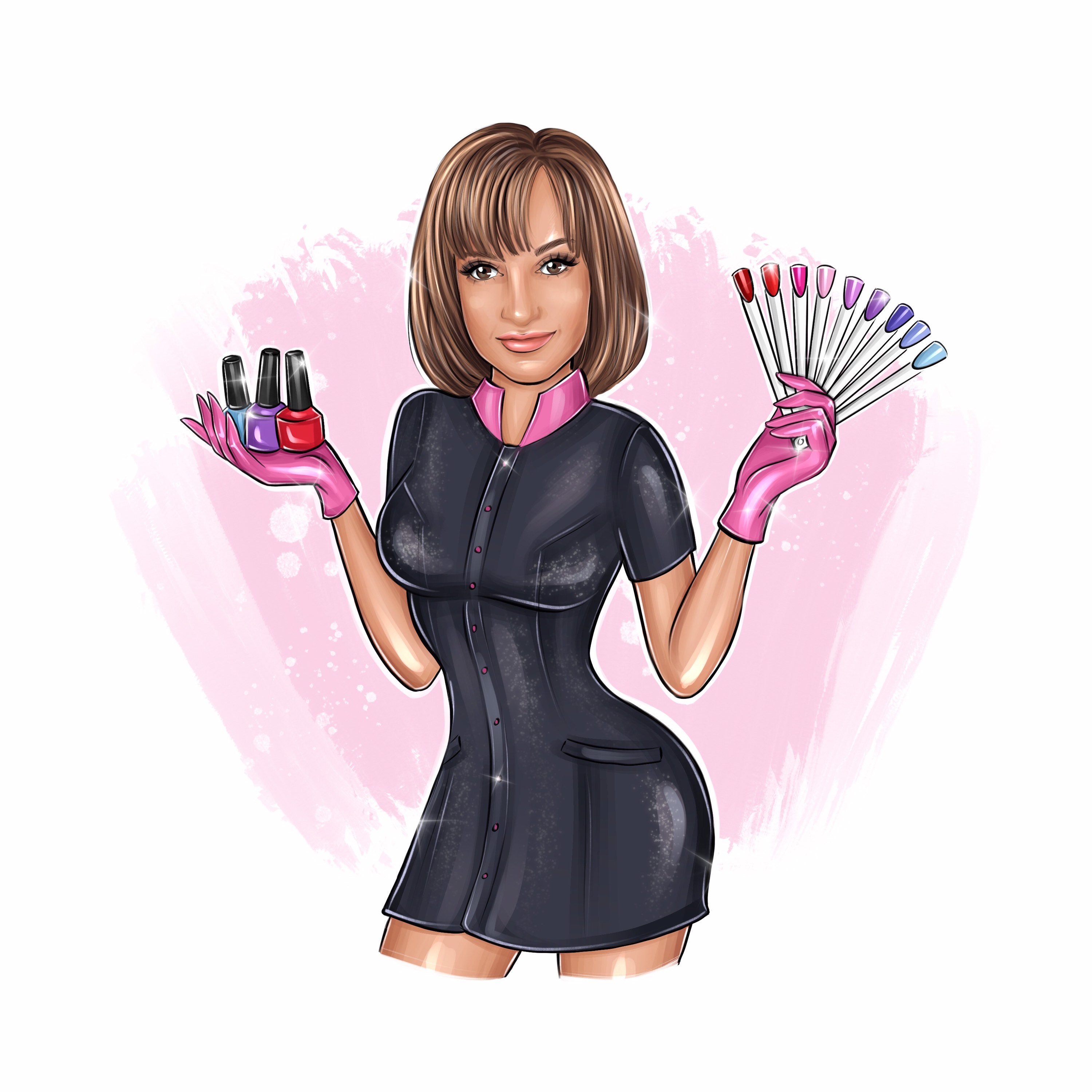 Nail Artist Logo Cartoon Business Portrait Nail Logo | Etsy