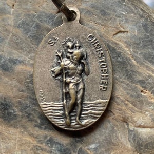 Vintage St. Christopher and St. Ann Pray for Us Double Sided Catholic Saint Medal