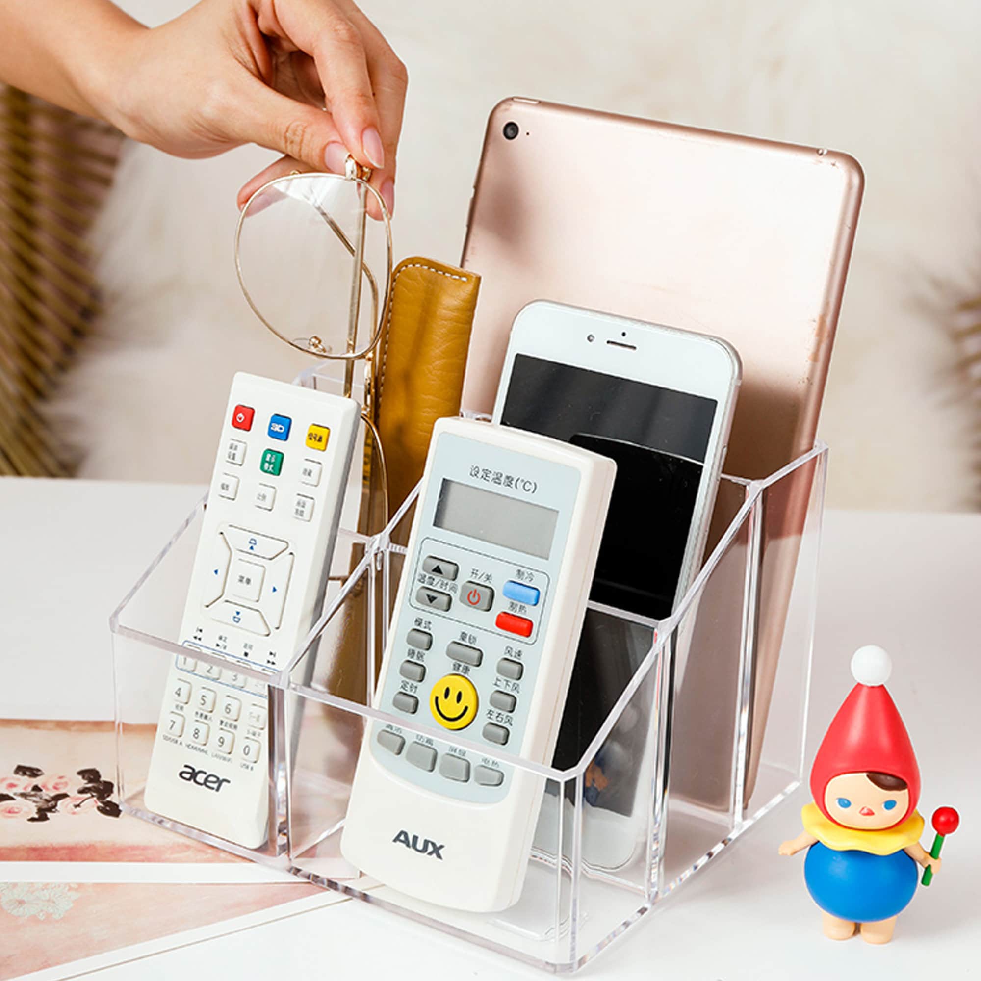 Clear Acrylic Remote Caddy Remote Control Organizer Desk Etsy