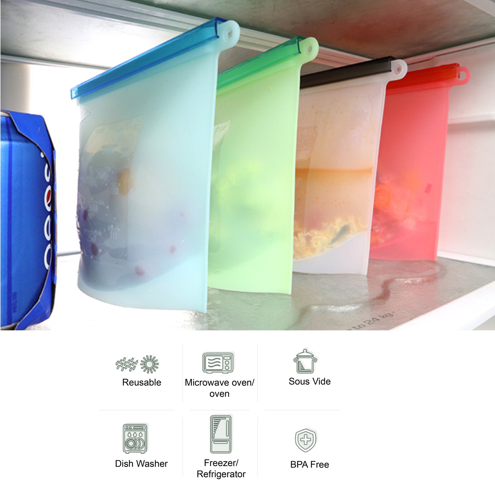 Reusable Silicone Food Bags Sous Vide Food Bags Microwave Oven Etsy