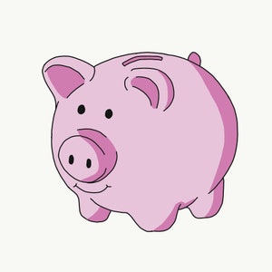 Pink pig Piggy bank design template for kids stickers, Crafts