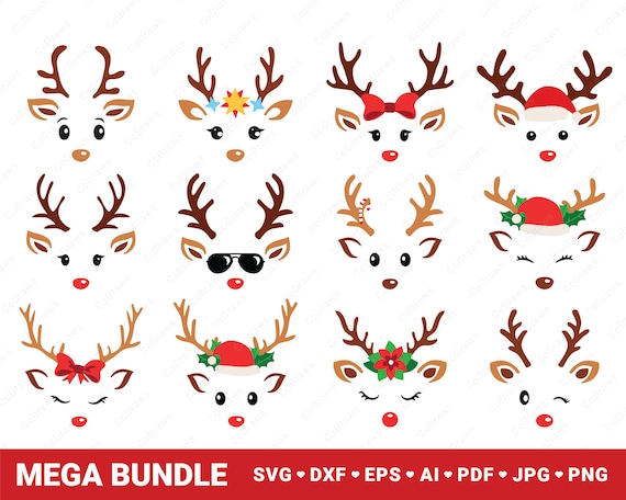 Download Reindeer Svg Christmas Clipart 10 X Reindeer Svg File Etsy