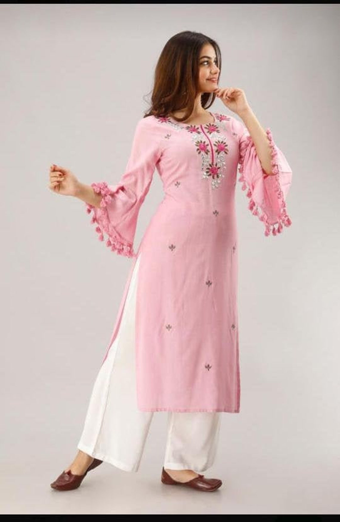 Women Kurti Pent Pakistani Salwar Kameez Set Embroidered Kurti Etsy