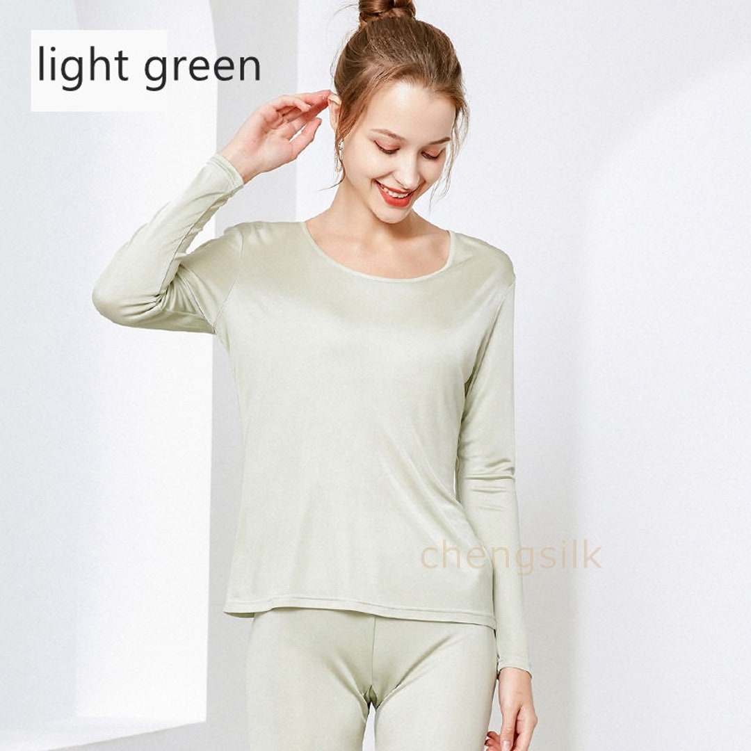 Women Mulberry Silk Thermal Underwear Set 9 Colors/crew Neck Etsy