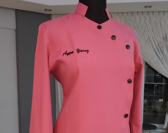 pink chef jacket short sleeve