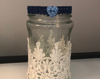 Beautifully decorated jam jar