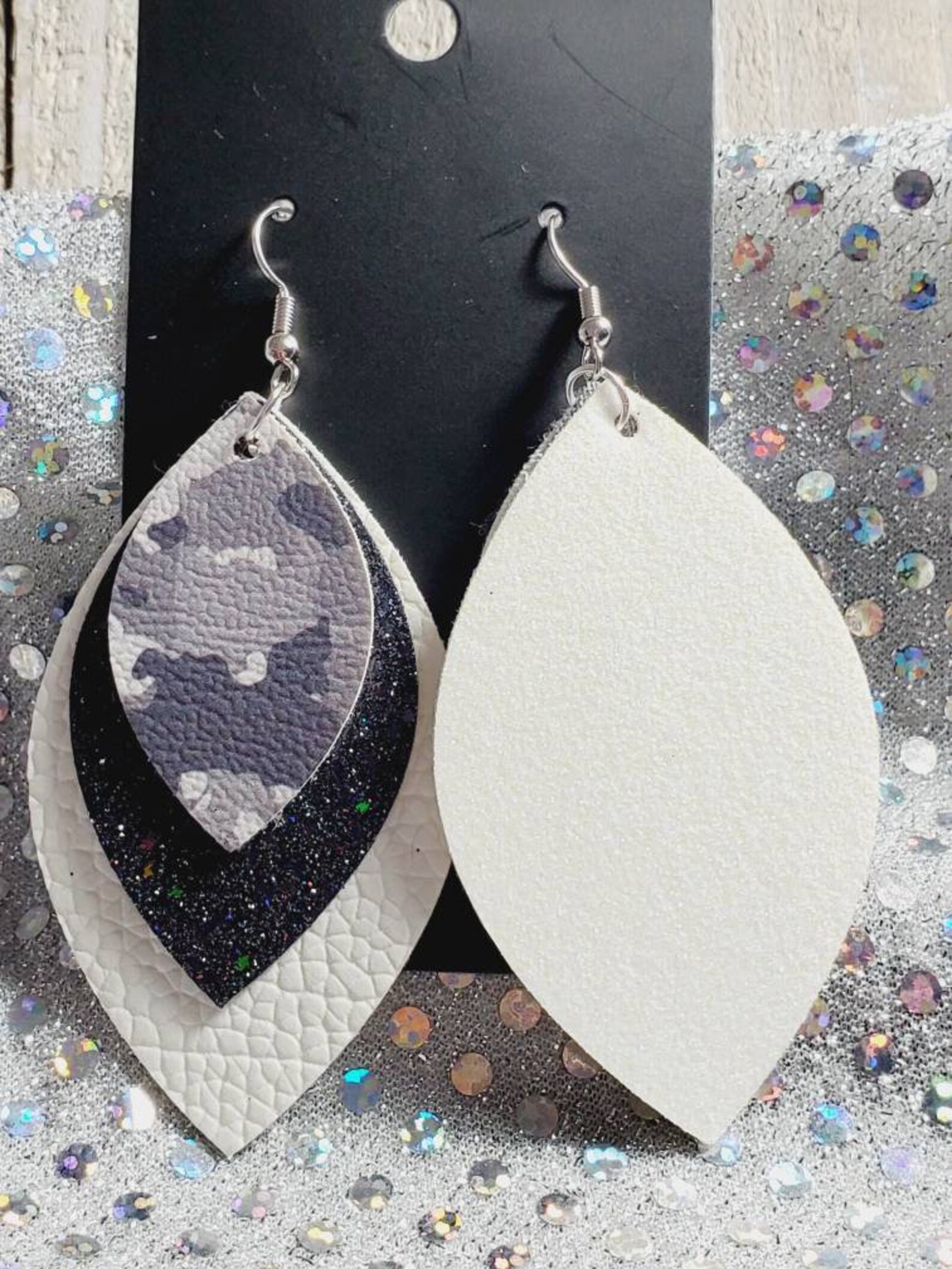 Handmade double sided faux leather dangle earrings Etsy