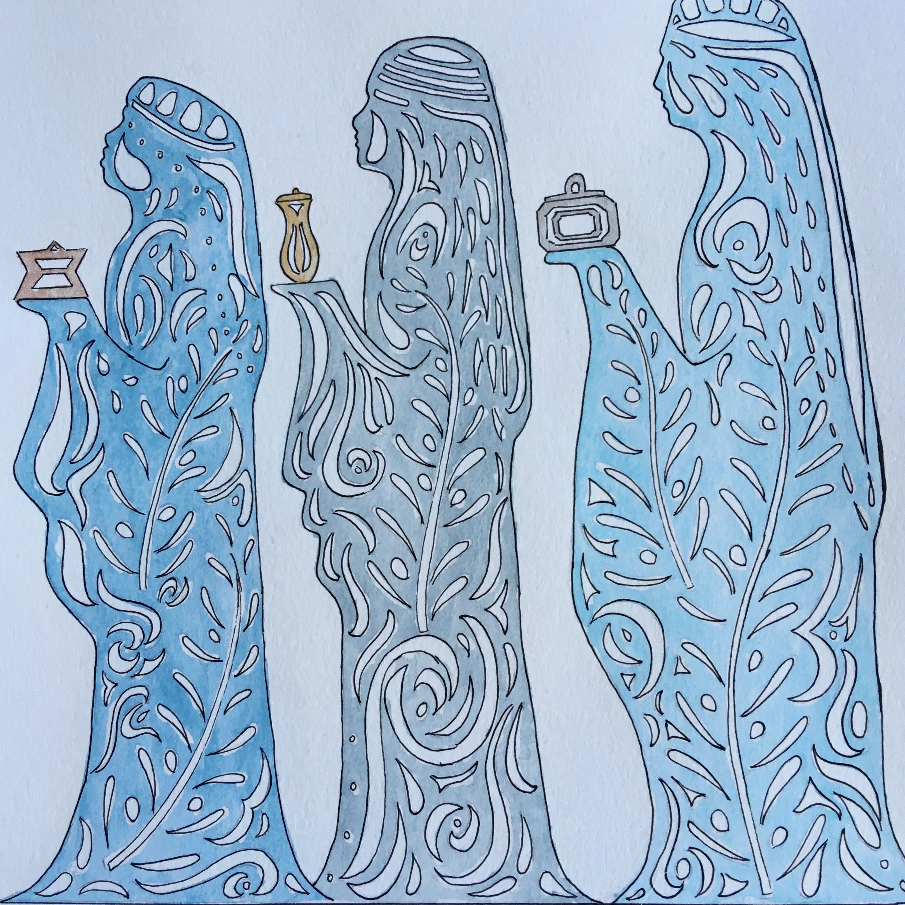 Minimalist Nativity Art Nativity Painting Watercolor Etsy