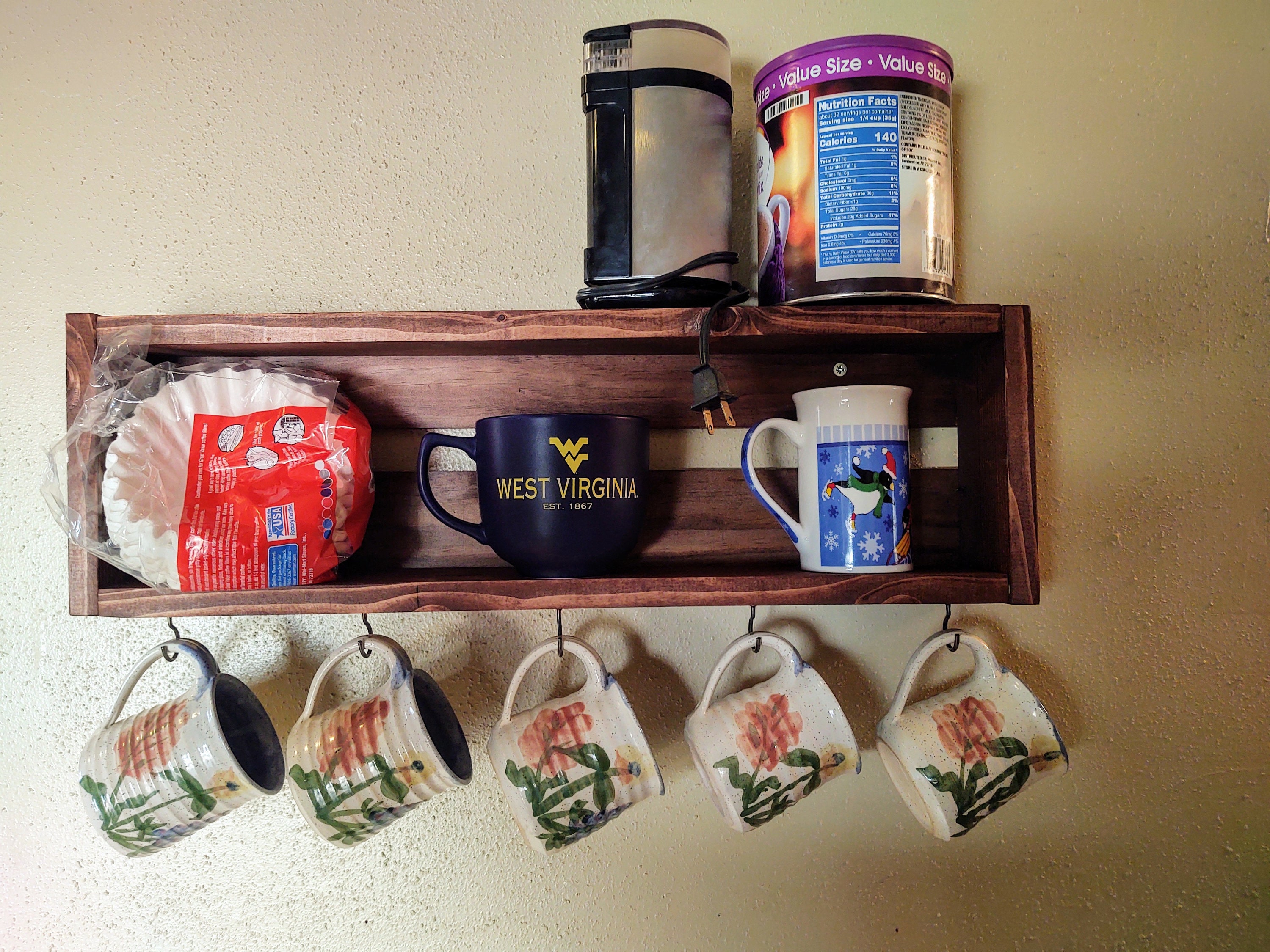 Whopper Shelf Kitchen Shelf, Hook Shelf, Wooden Shelf, Kitchen Organizer, Cup Shelf ...