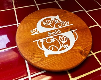 Low profile custom lazy Susan, wood lazy susan, custom wood lazy susan