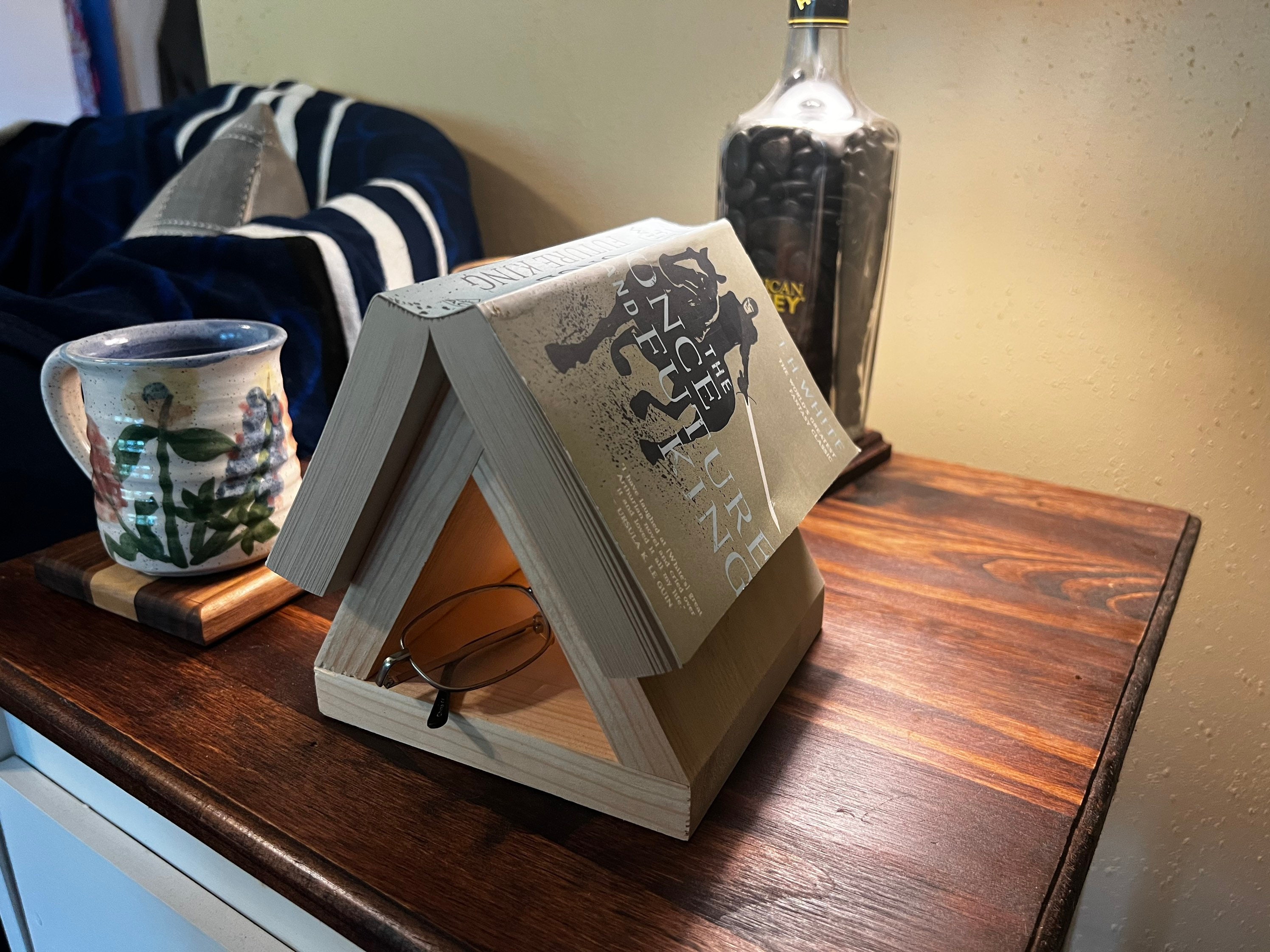 Triangle Book Holder Wooden Bookmark Nightstand Bookmark Etsy