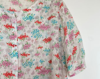 Vintage 1980er Bluse Floral gemustert
