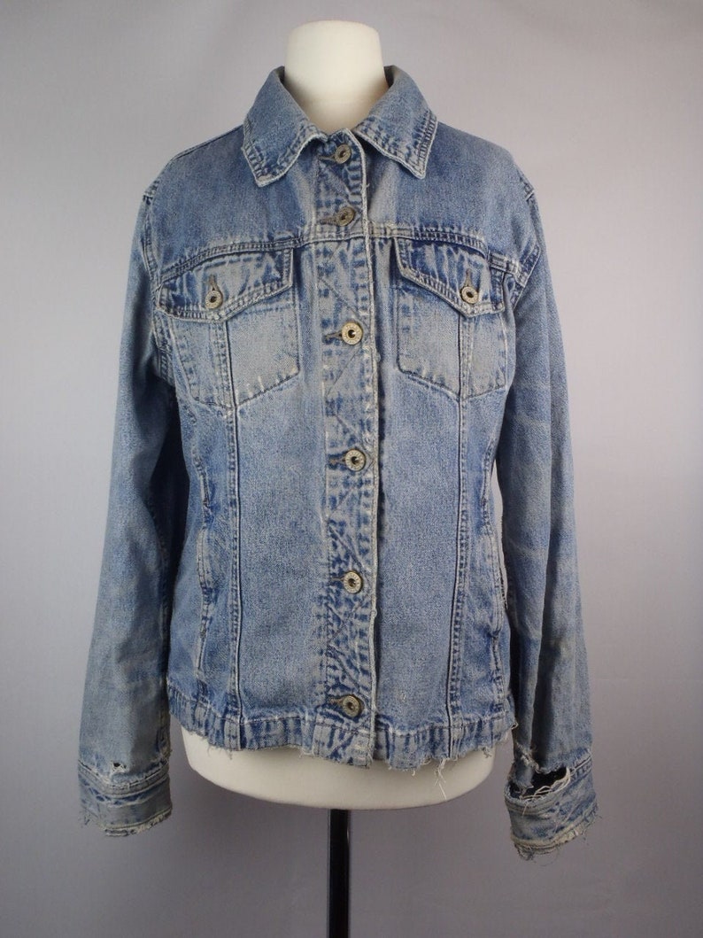 Vintage 1990s Gap Distressed Grunge Light Acid Wash Denim image 1
