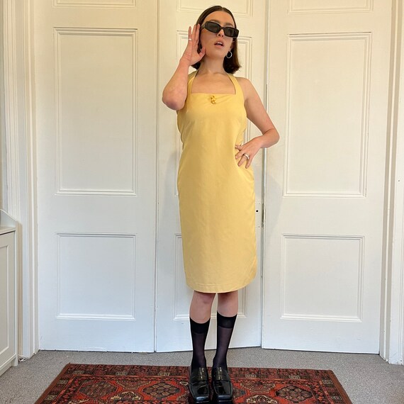 Halter Neck Dress Yellow | 90s Vintage Summer Dre… - image 5