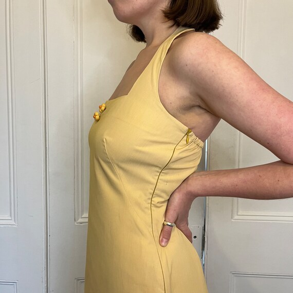 Halter Neck Dress Yellow | 90s Vintage Summer Dre… - image 7