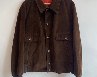 Vintage 70s Chocolate Brown Corduroy Short Cotton Jacket | Men's Cord Coat