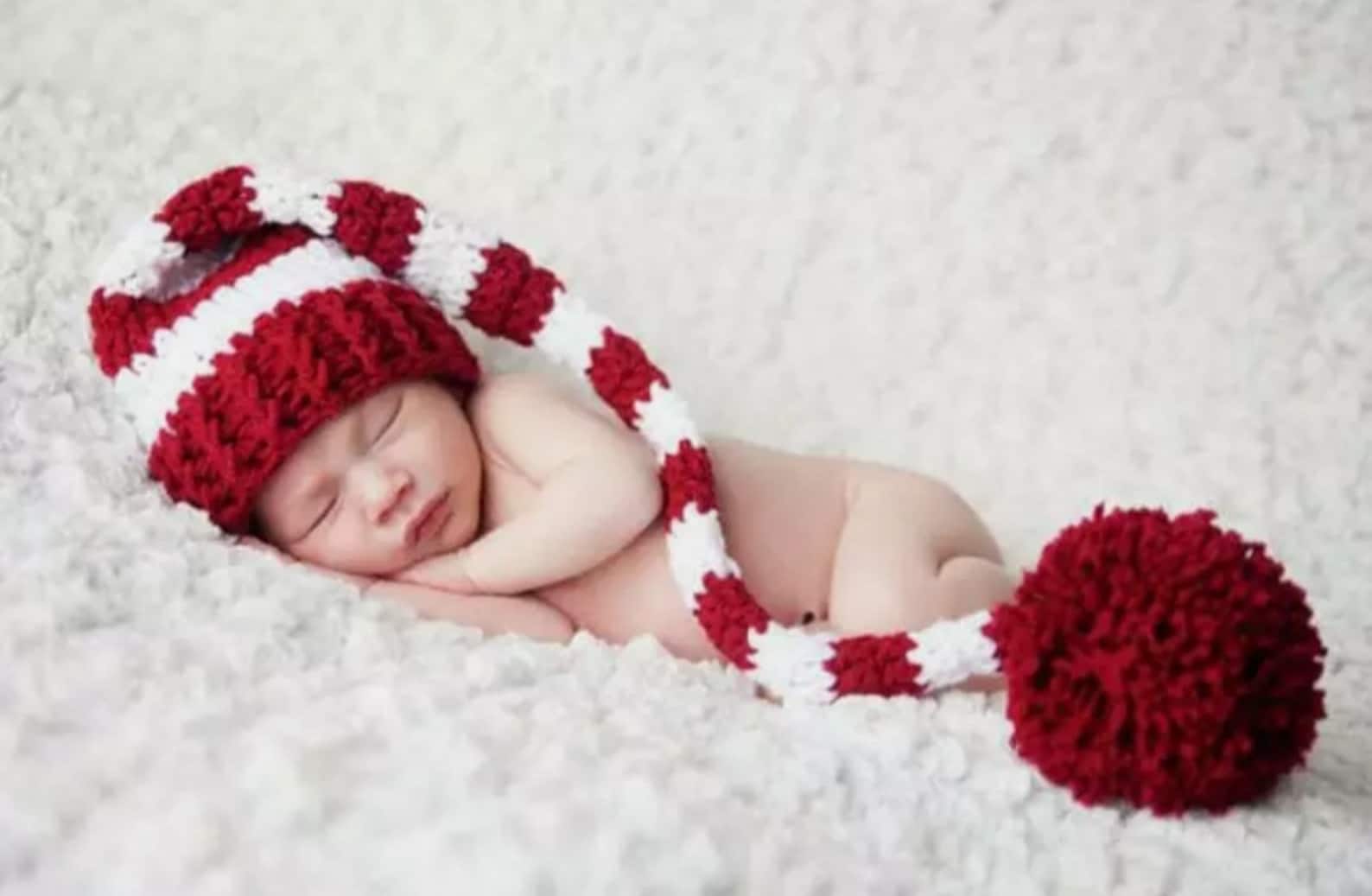 Santa hat newborn Christmas outfit idea