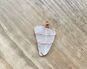 Beach glass pendant/sea glass pendant/Chicago/Copper wire/upcycled jewelry/recycled/beach glass jewelry/sea glass jewelry