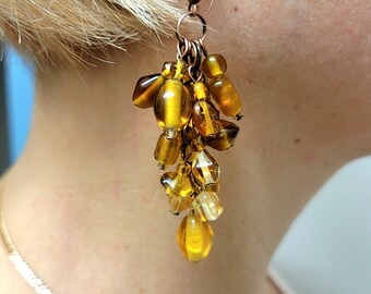 Glass beads  earrings, lampwork earrings,handmade earrings lampwork, gift for Mom, honey color earrings